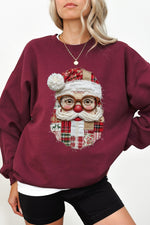 Retro patchwork santa print sweatshirt