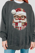Retro patchwork santa print sweatshirt