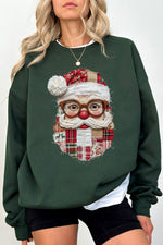 Retro patchwork santa print sweatshirt