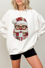 Retro patchwork santa print sweatshirt
