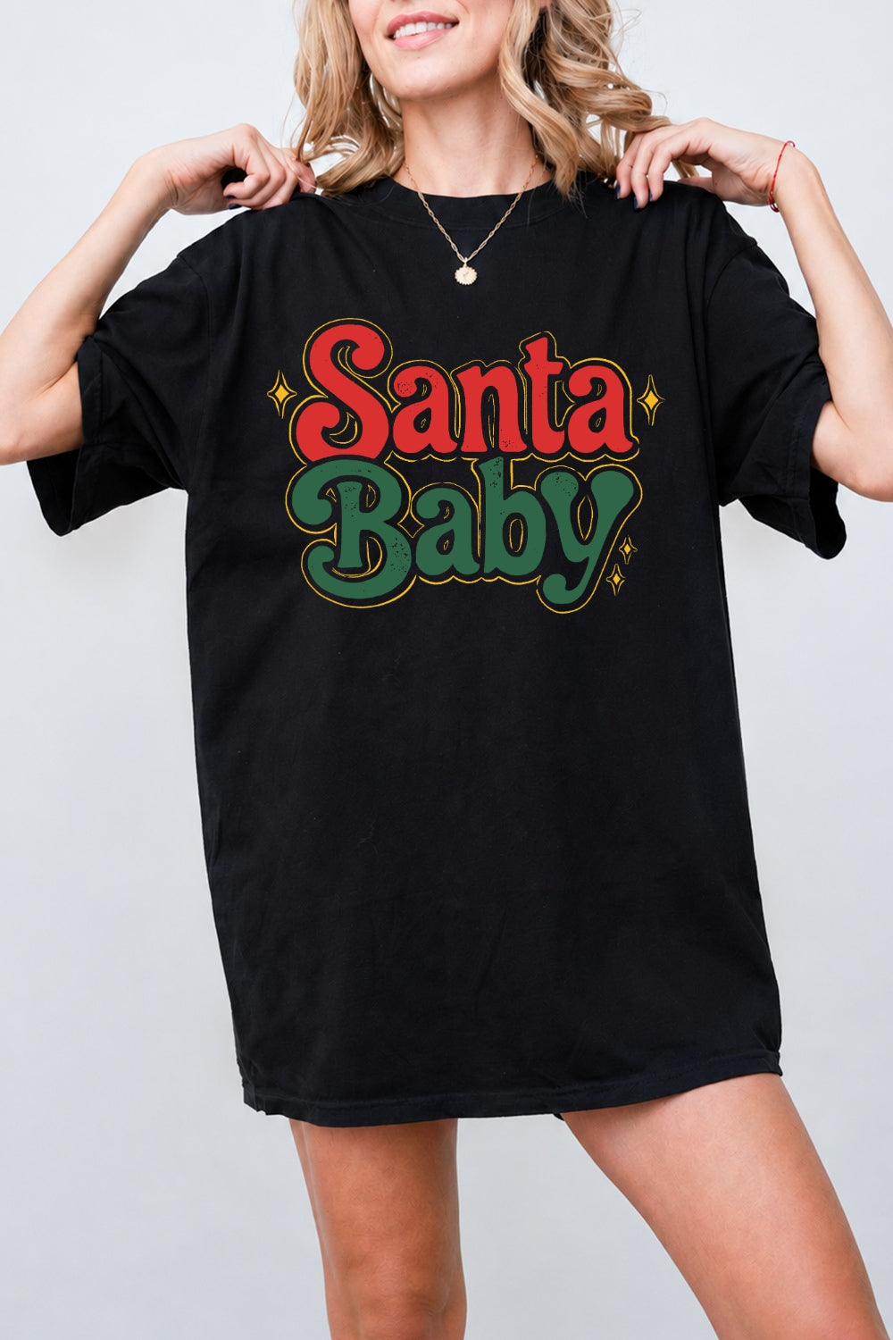 Retro santa baby christmas tee