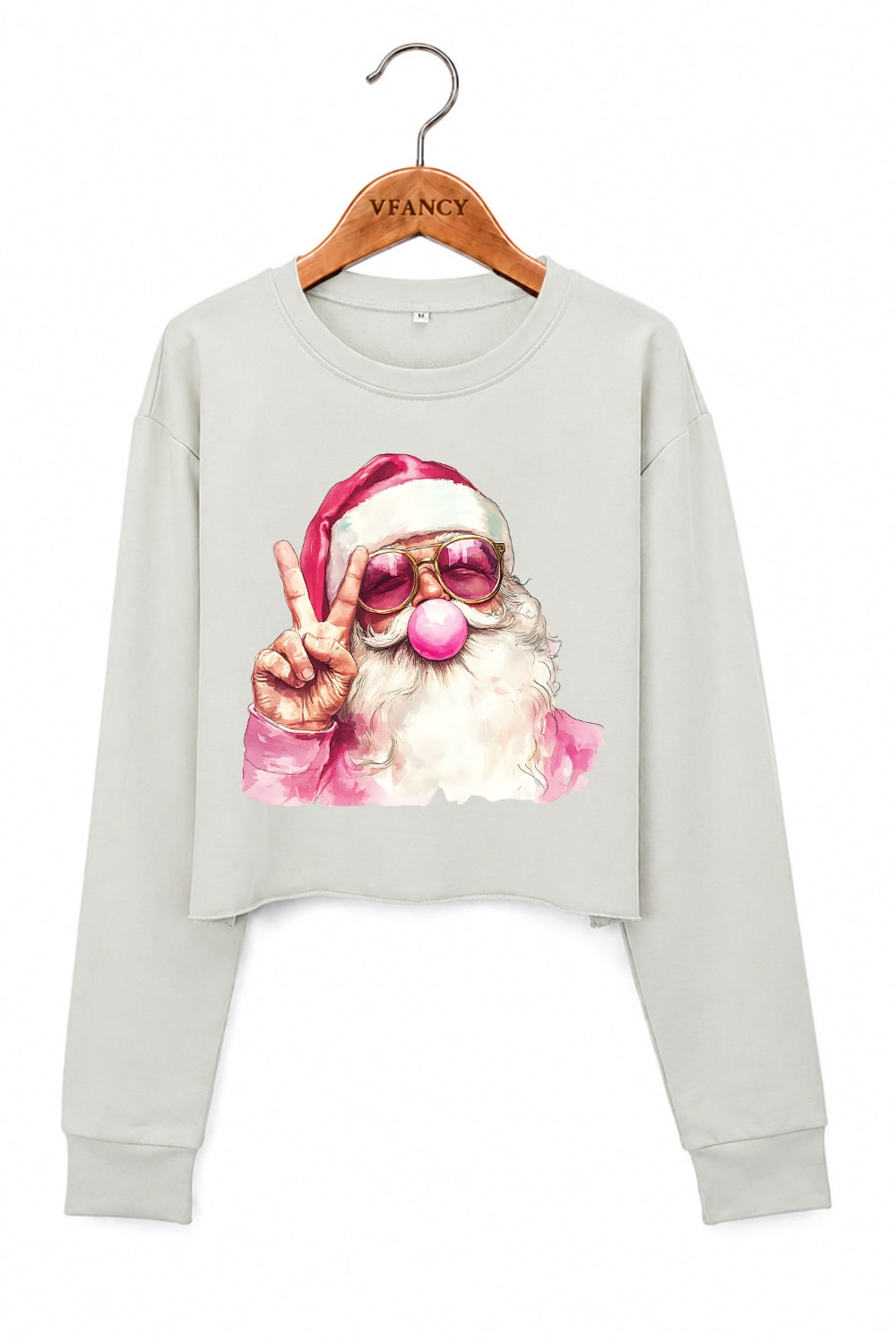 Retro santa blowing bubble christmas crop sweatshirt