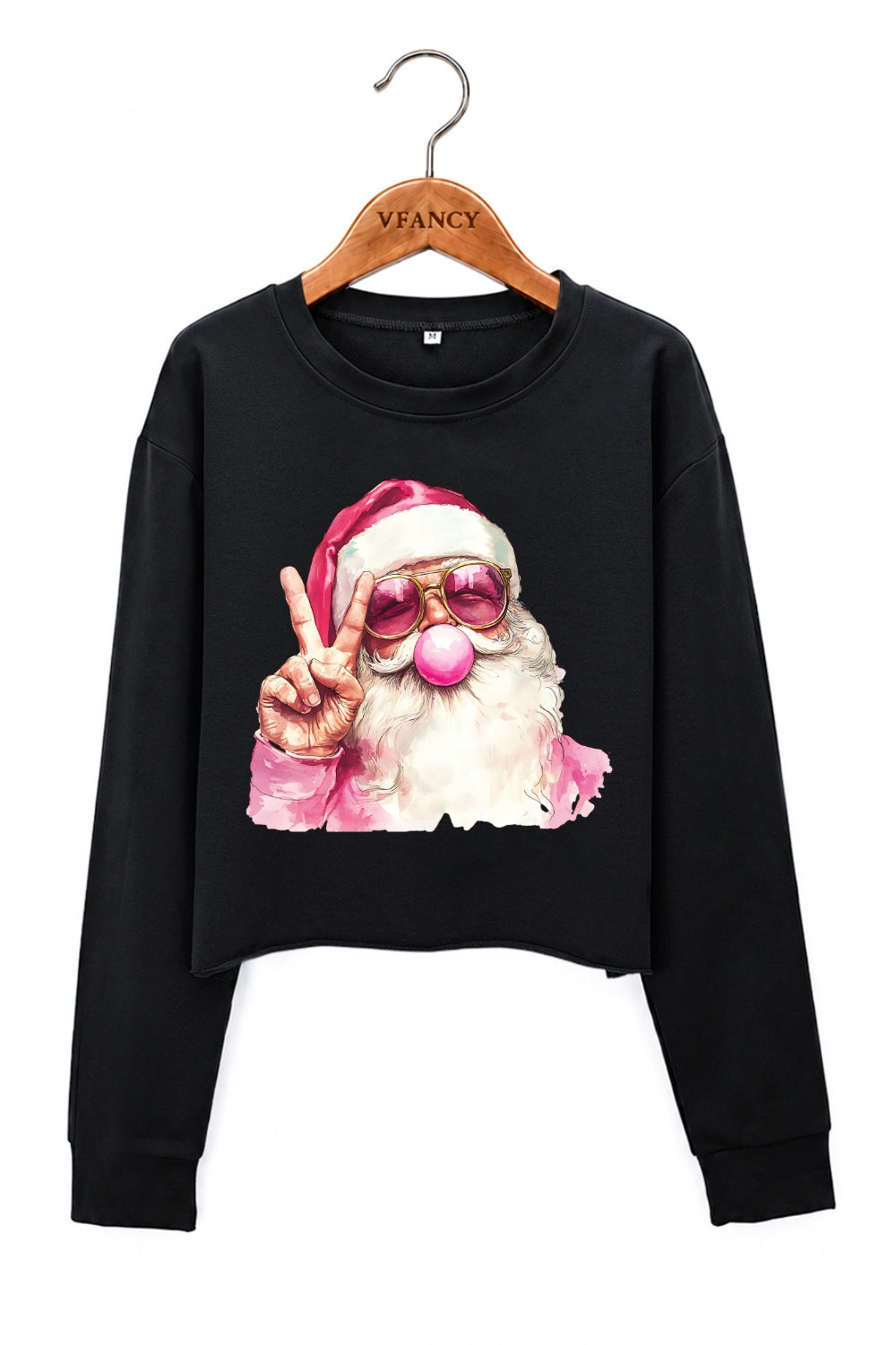 Retro santa blowing bubble christmas crop sweatshirt