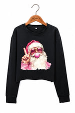 Retro santa blowing bubble christmas crop sweatshirt