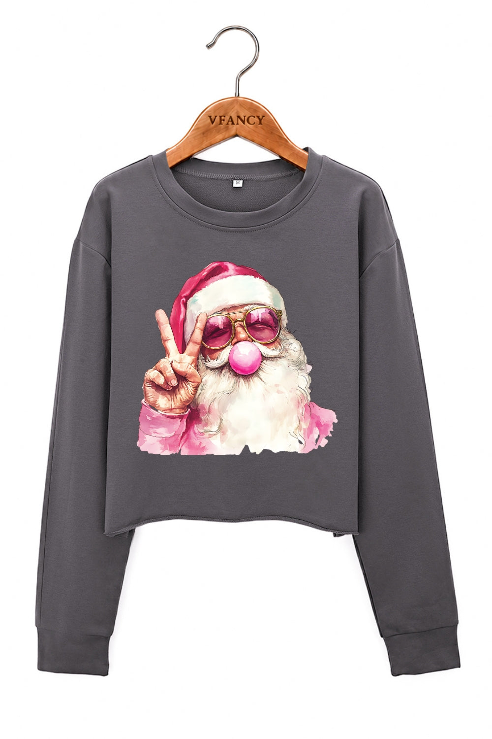 Retro santa blowing bubble christmas crop sweatshirt