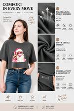 Retro santa blowing bubble christmas crop top