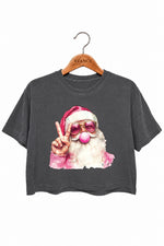Retro santa blowing bubble christmas crop top