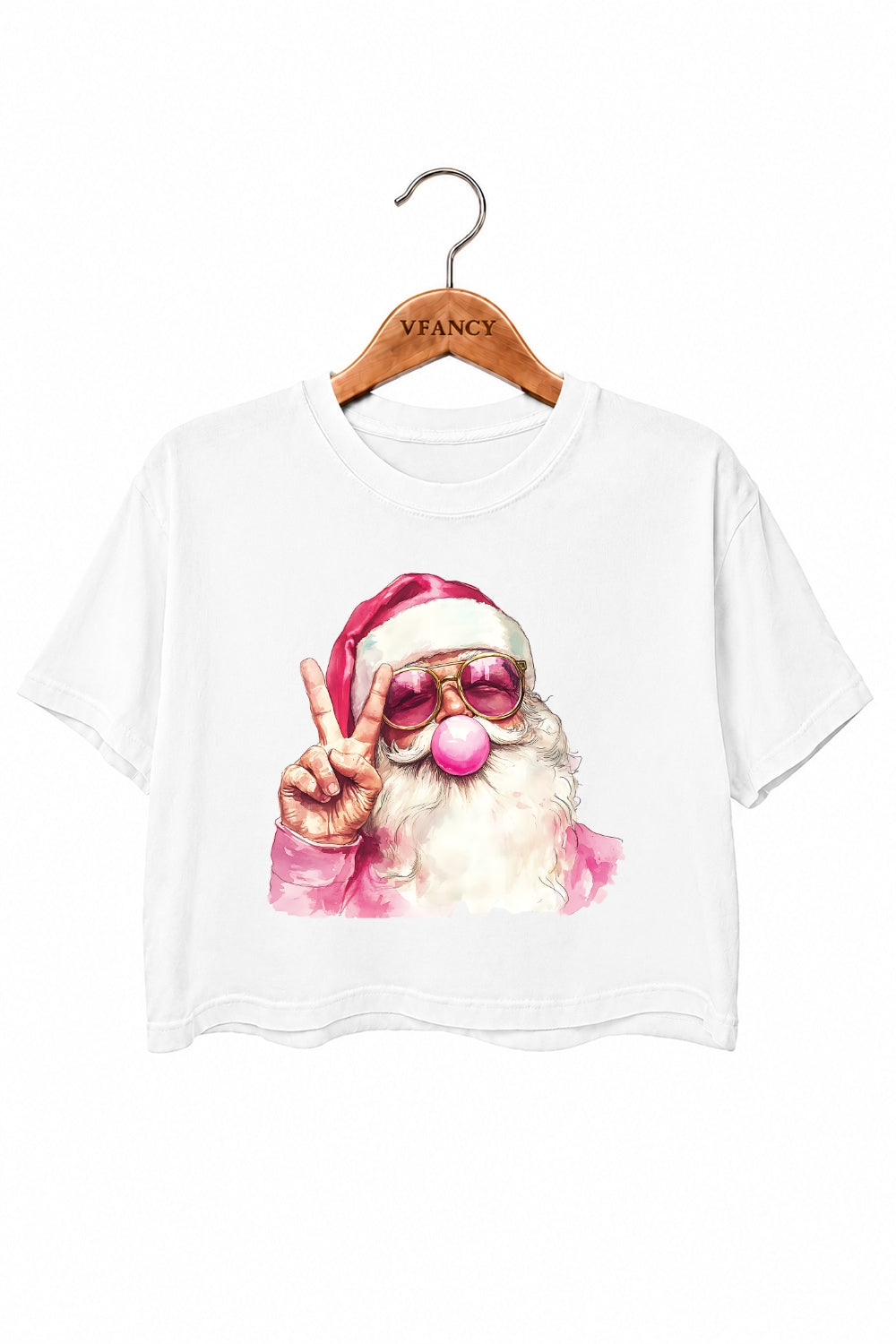 Retro santa blowing bubble christmas crop top