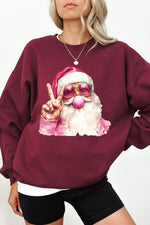 Retro santa blowing bubble christmas crop sweatshirt