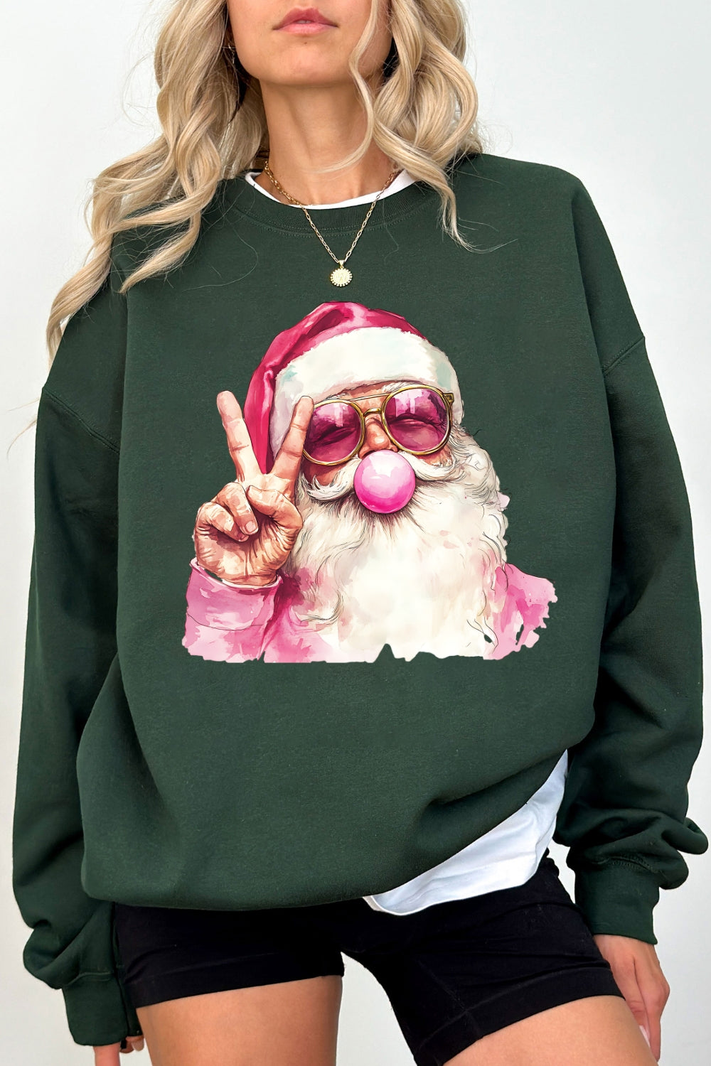Retro santa blowing bubble christmas crop sweatshirt