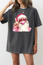 Retro santa blowing bubble christmas tee