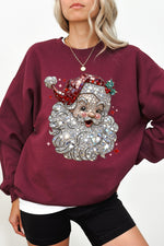 Retro santa faux crystal mosaic sweatshirt