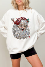 Retro santa faux crystal mosaic sweatshirt