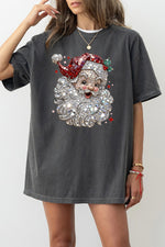 Retro santa faux crystal mosaic tee