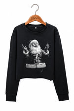 Retro santa portrait christmas crop sweatshirt