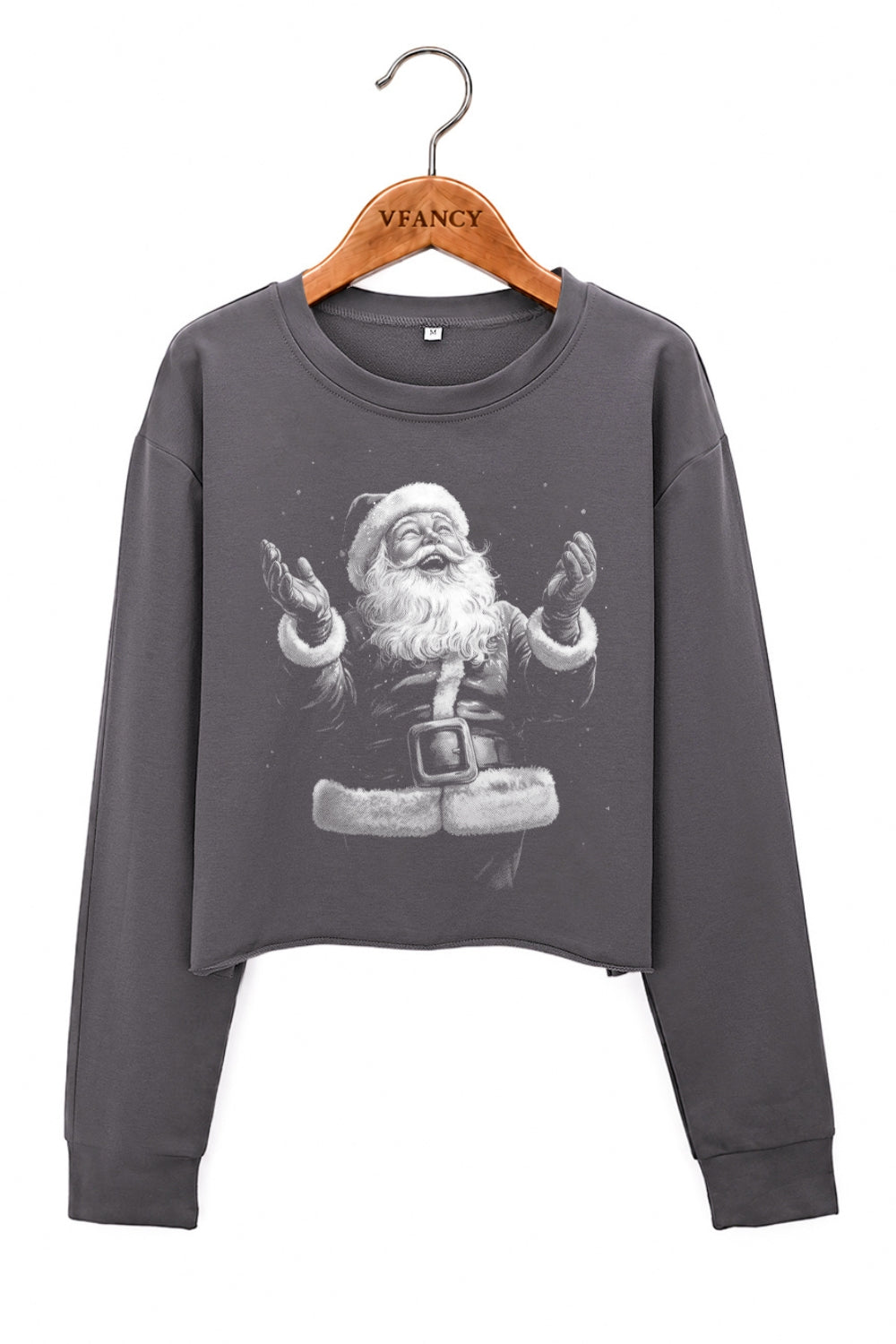 Retro santa portrait christmas crop sweatshirt
