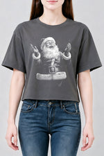 Retro santa portrait christmas crop top