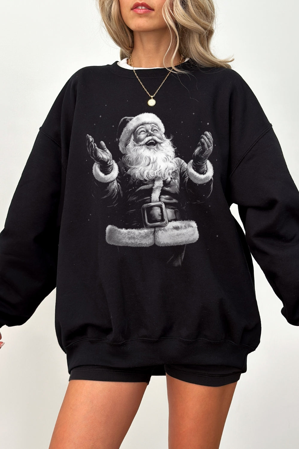 Retro santa portrait christmas sweatshirt