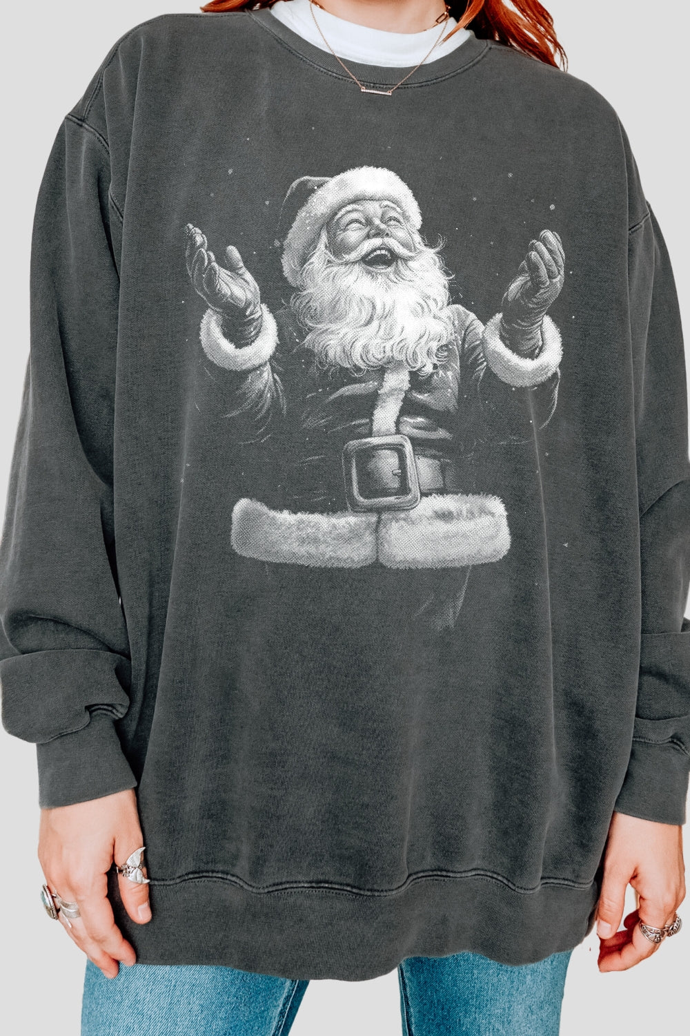 Retro santa portrait christmas sweatshirt