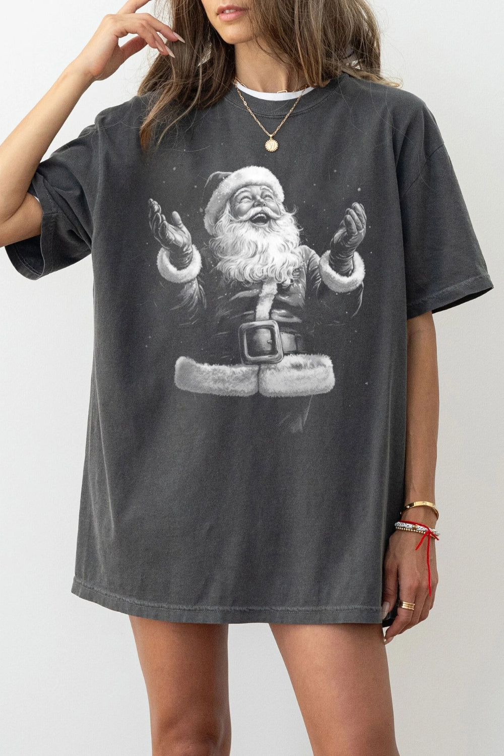 Retro santa portrait christmas tee