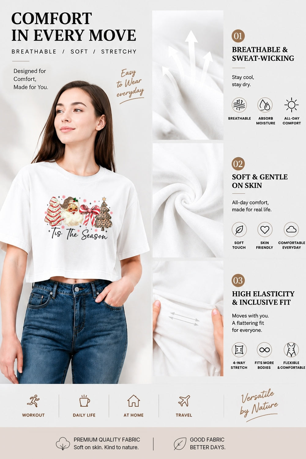 Retro tis the season christmas crop top