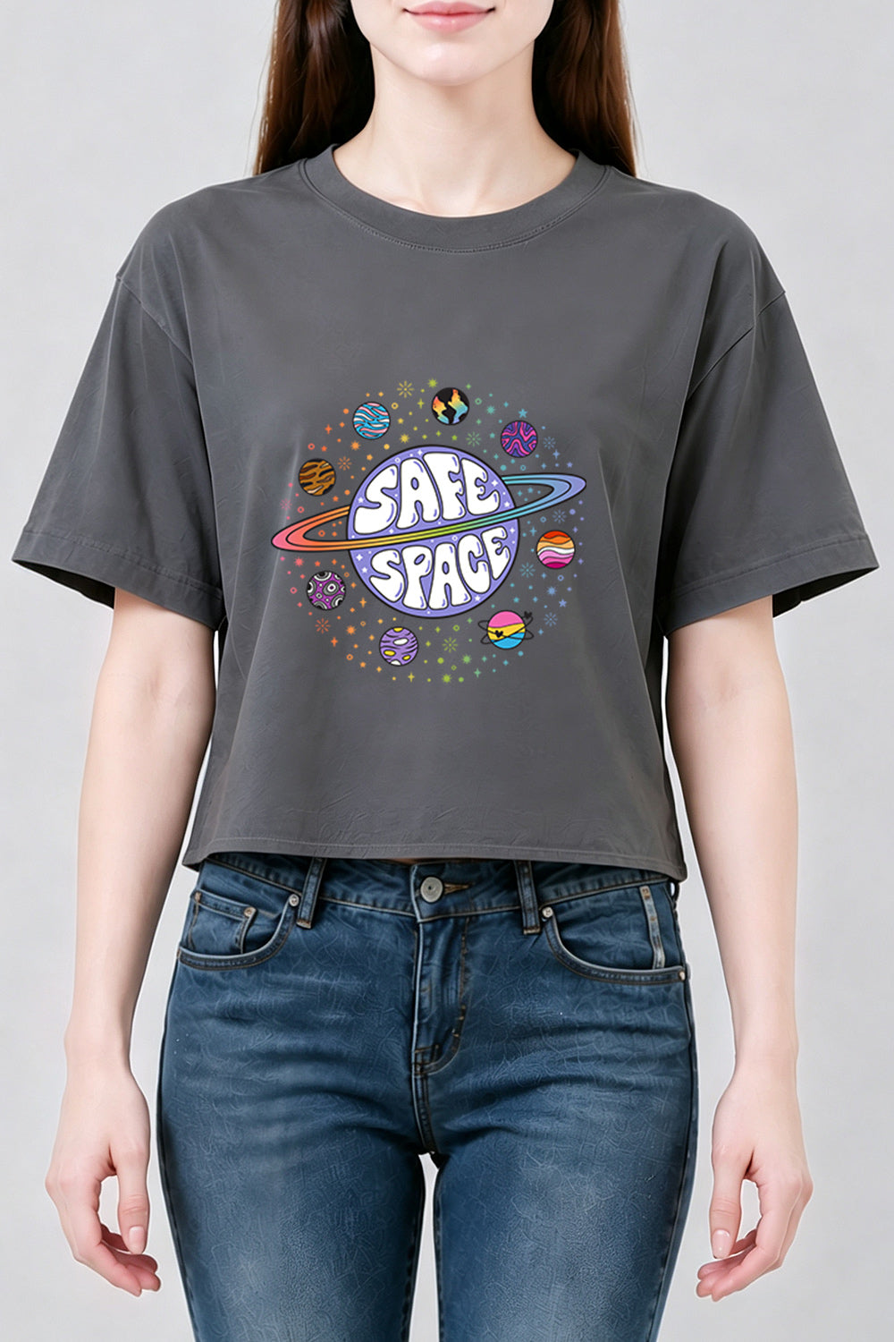 Safe space planets crop top