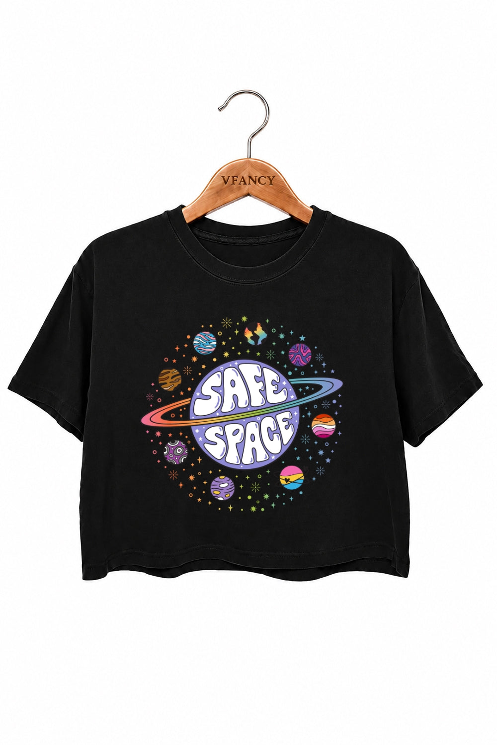 Safe space planets crop top