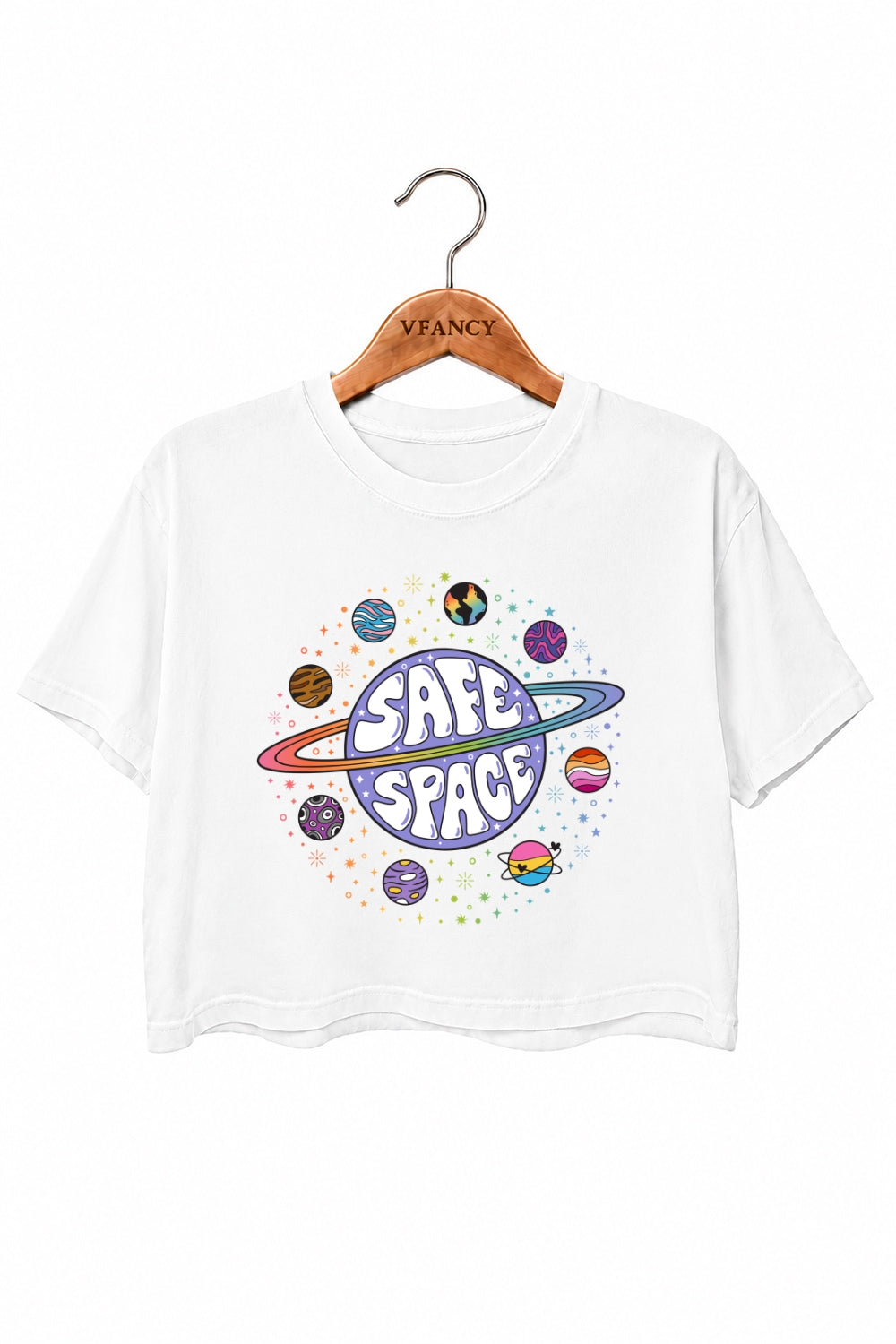 Safe space planets crop top