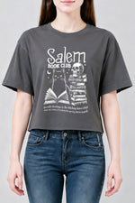Salem book club halloween crop top