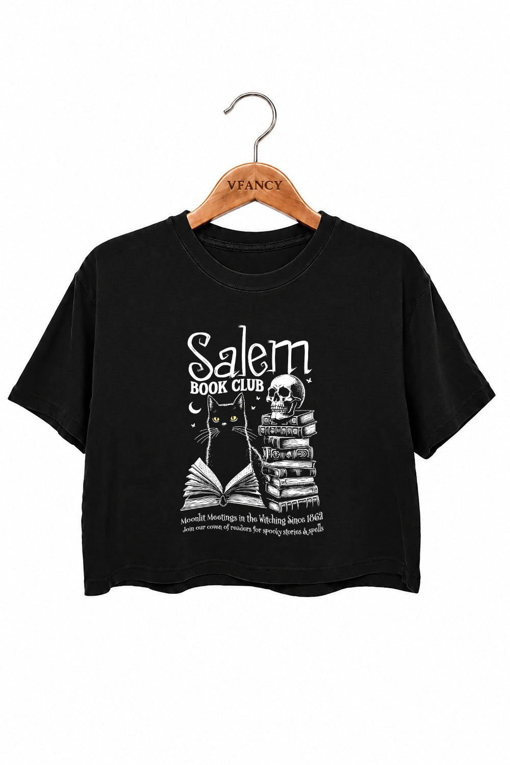 Salem book club halloween crop top