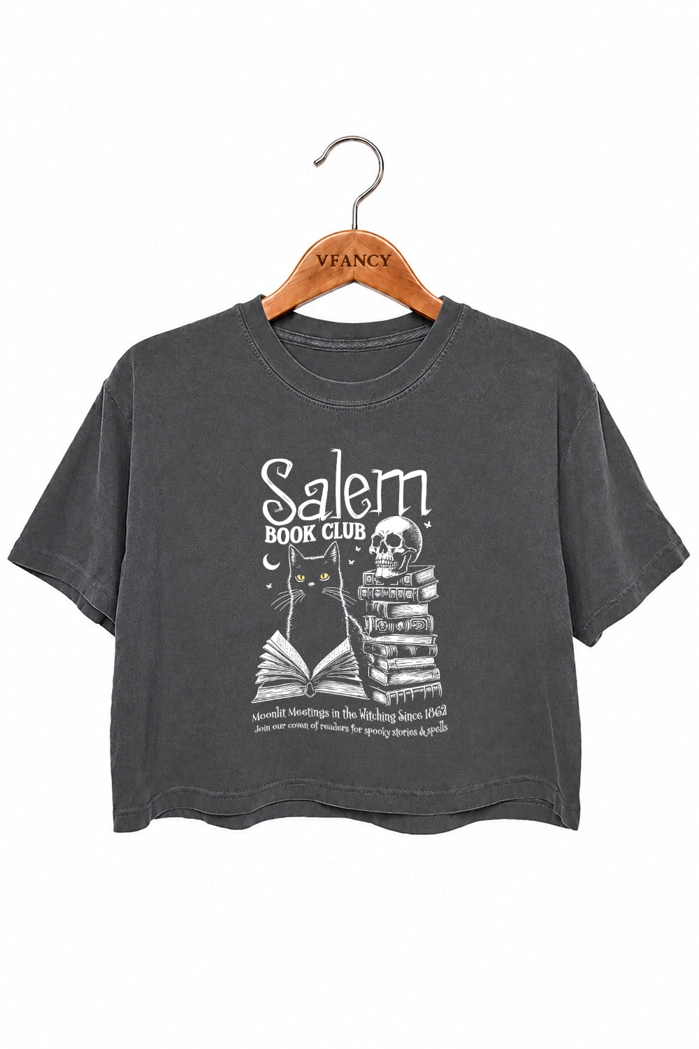 Salem book club halloween crop top