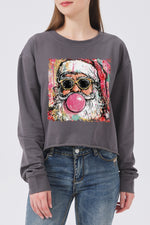 Santa blowing bubble christmas painting crop sweatshirt