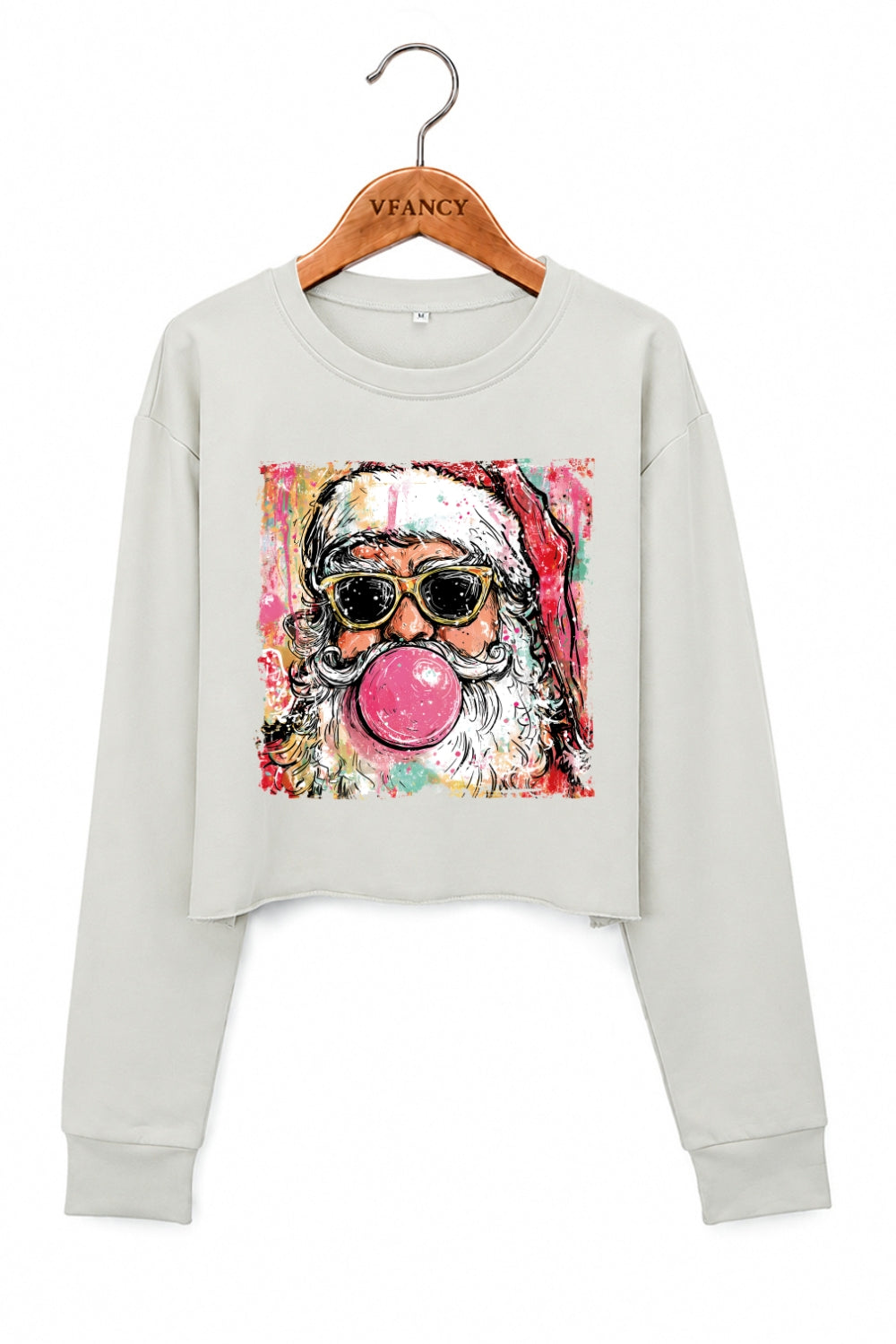 Santa blowing bubble christmas painting crop sweatshirt