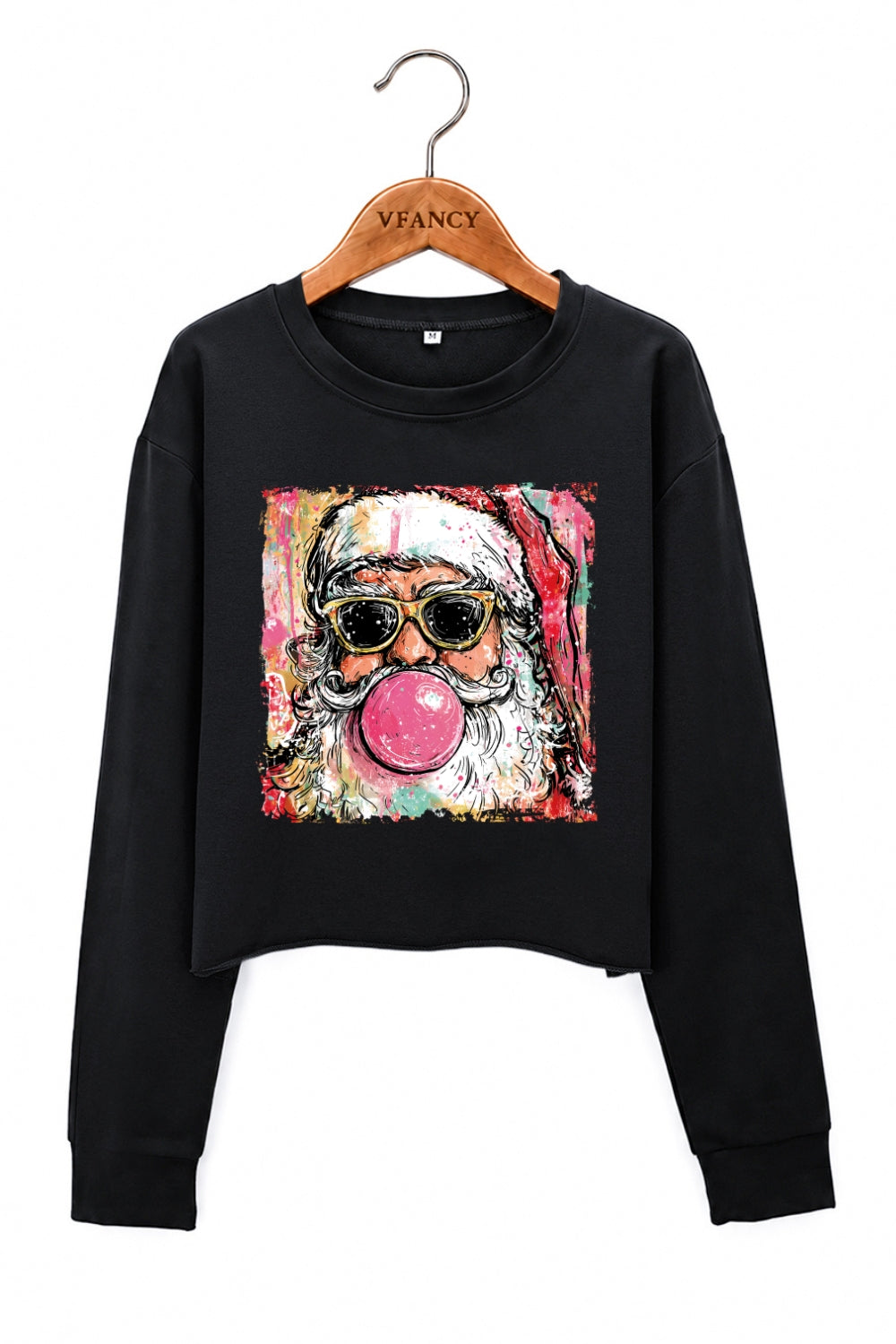 Santa blowing bubble christmas painting crop sweatshirt