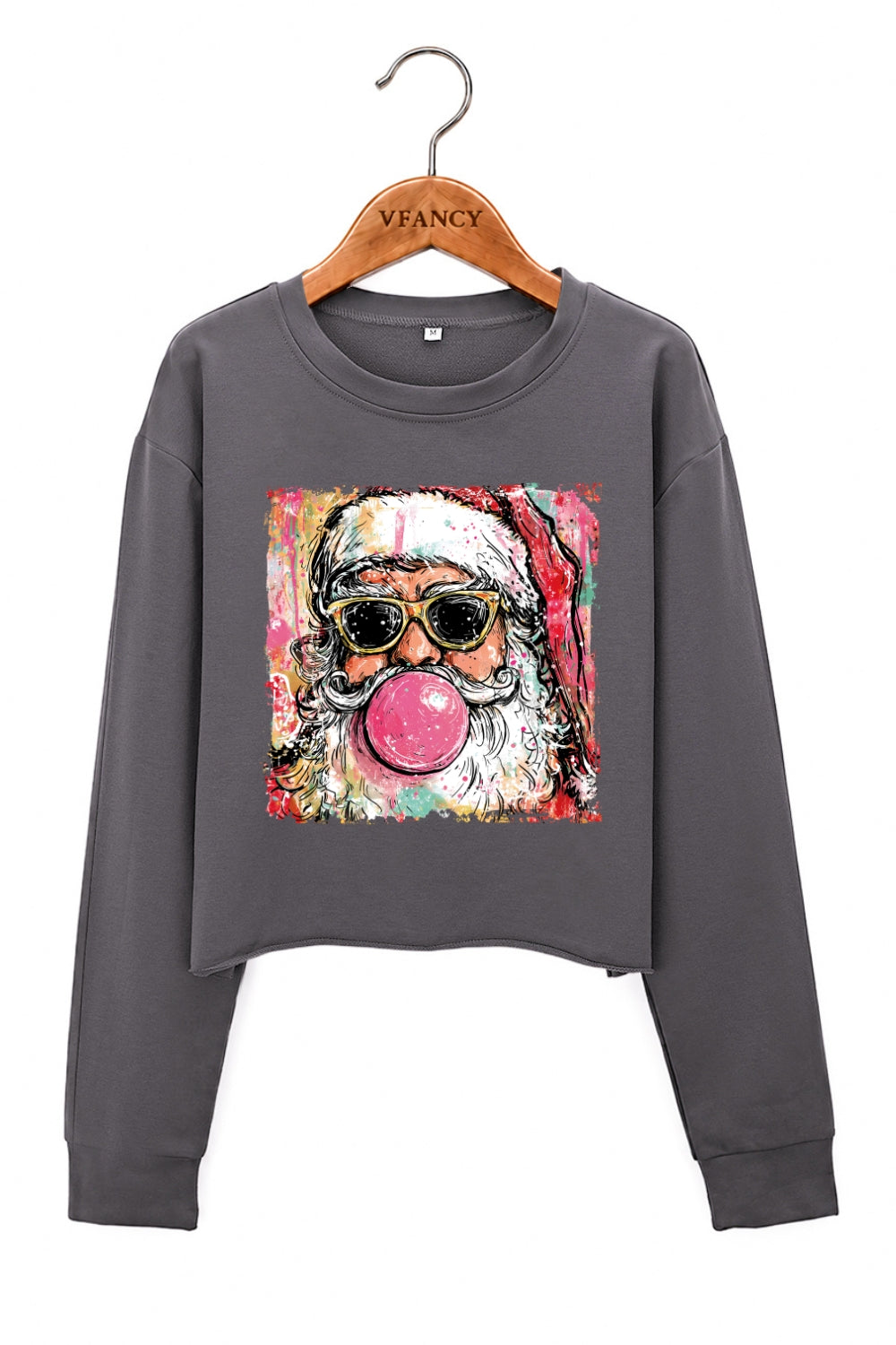 Santa blowing bubble christmas painting crop sweatshirt