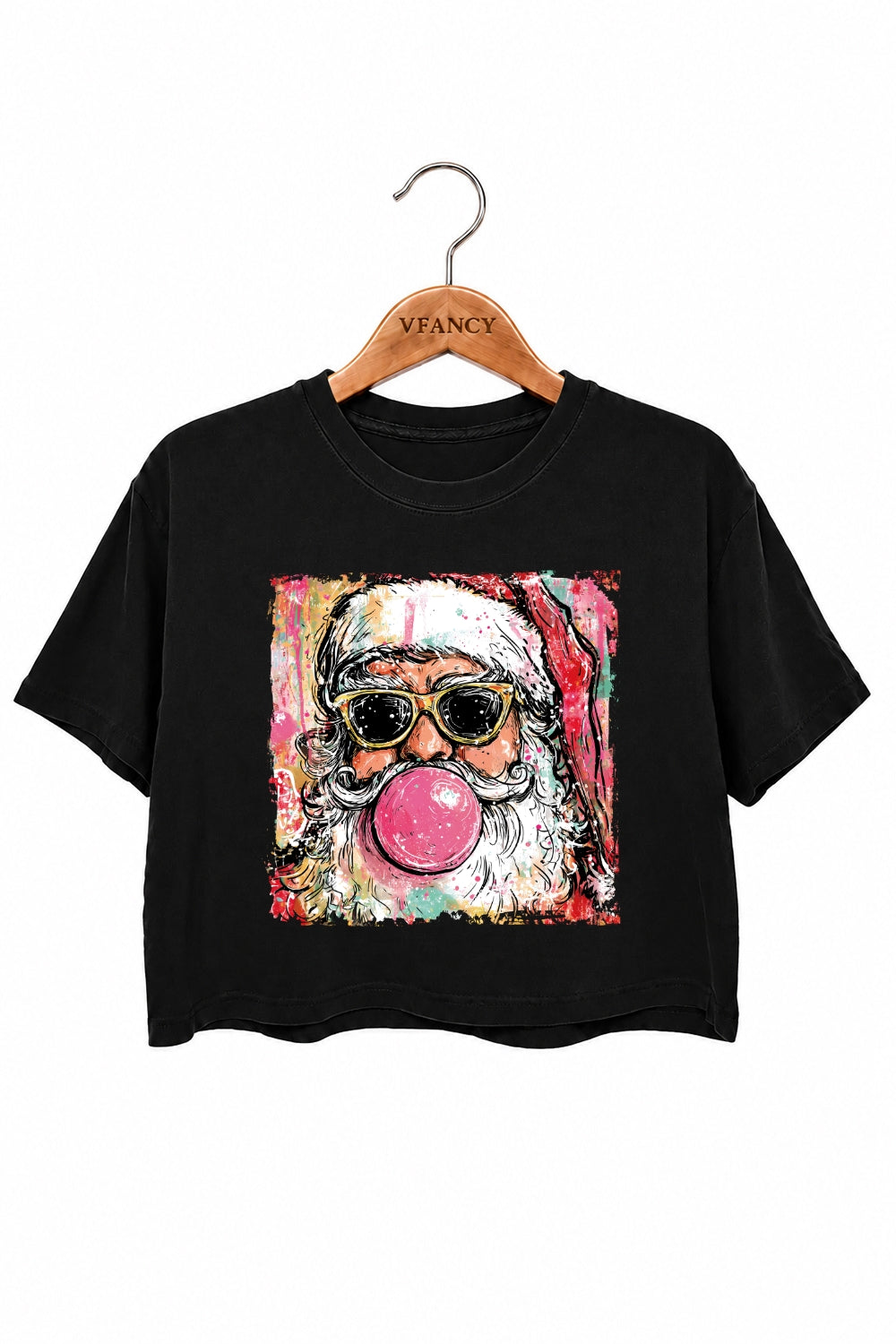 Santa blowing bubble christmas painting crop top