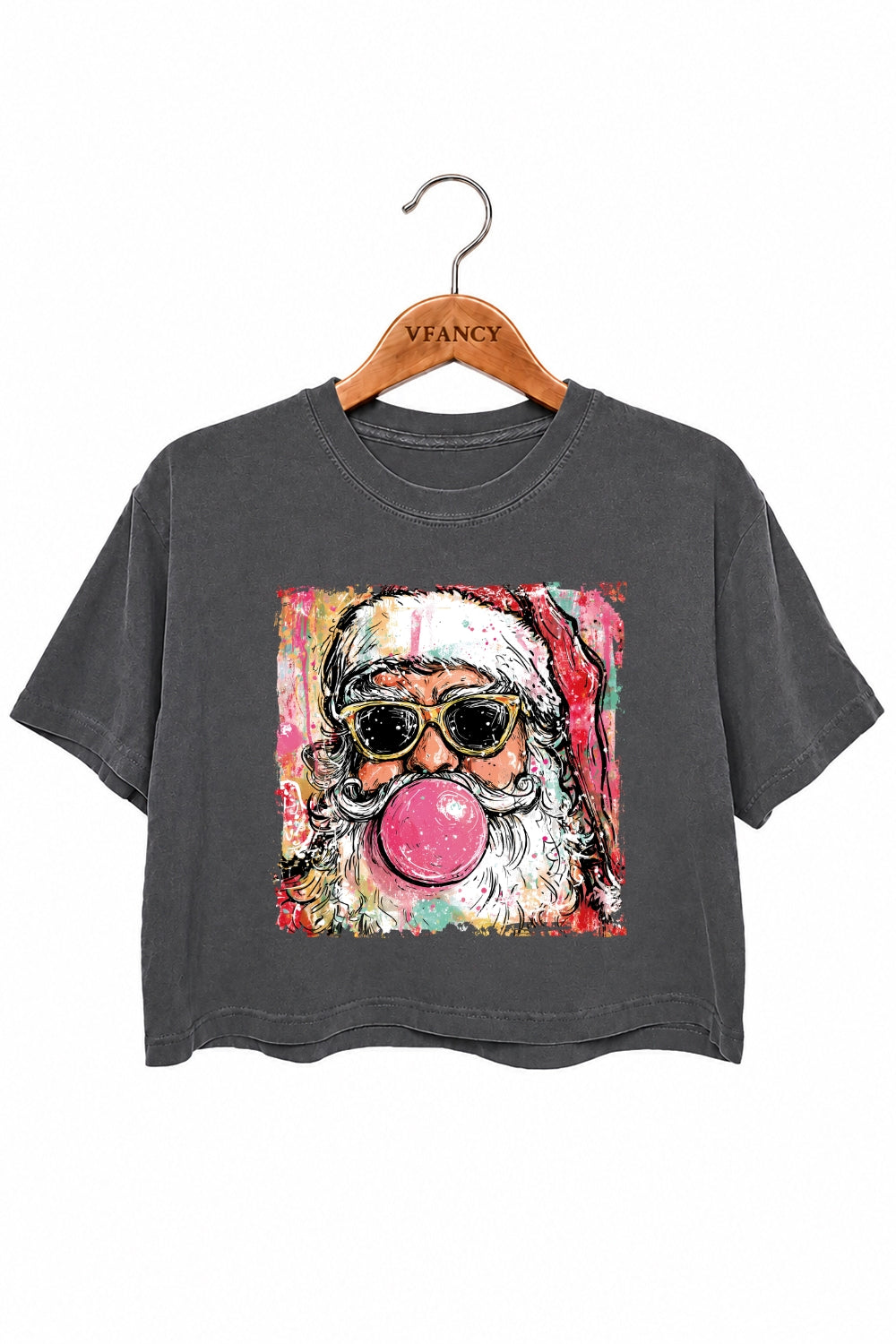 Santa blowing bubble christmas painting crop top