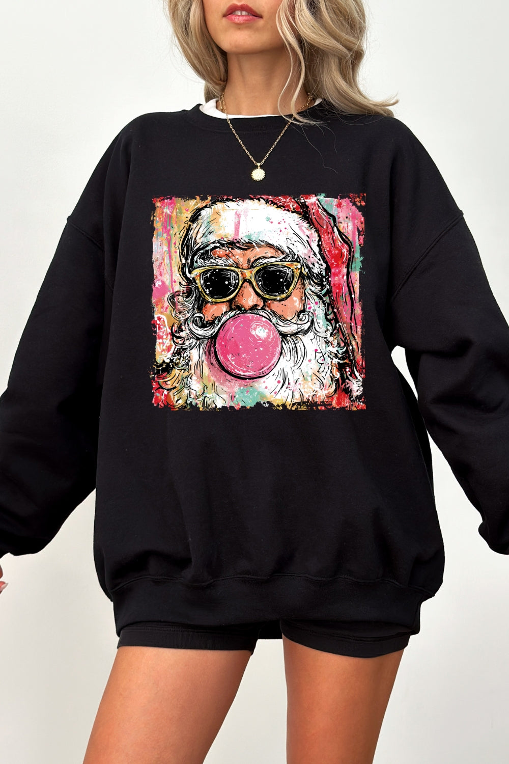 Santa blowing bubble christmas painting sweatshirt