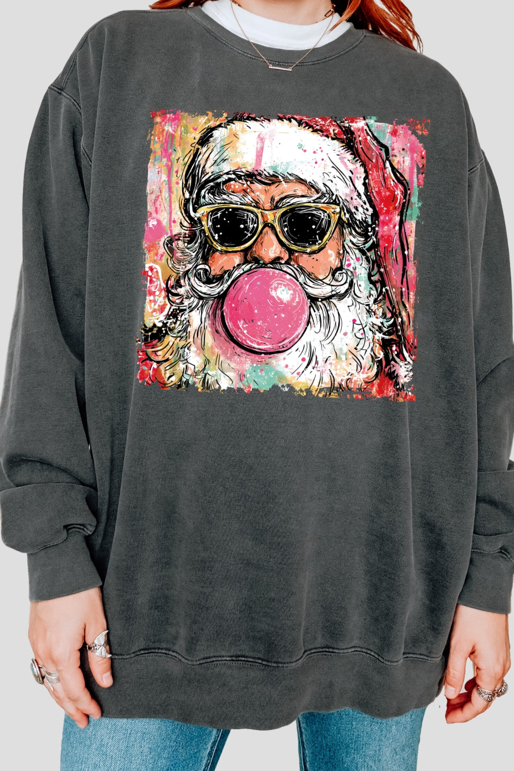 Santa blowing bubble christmas painting sweatshirt