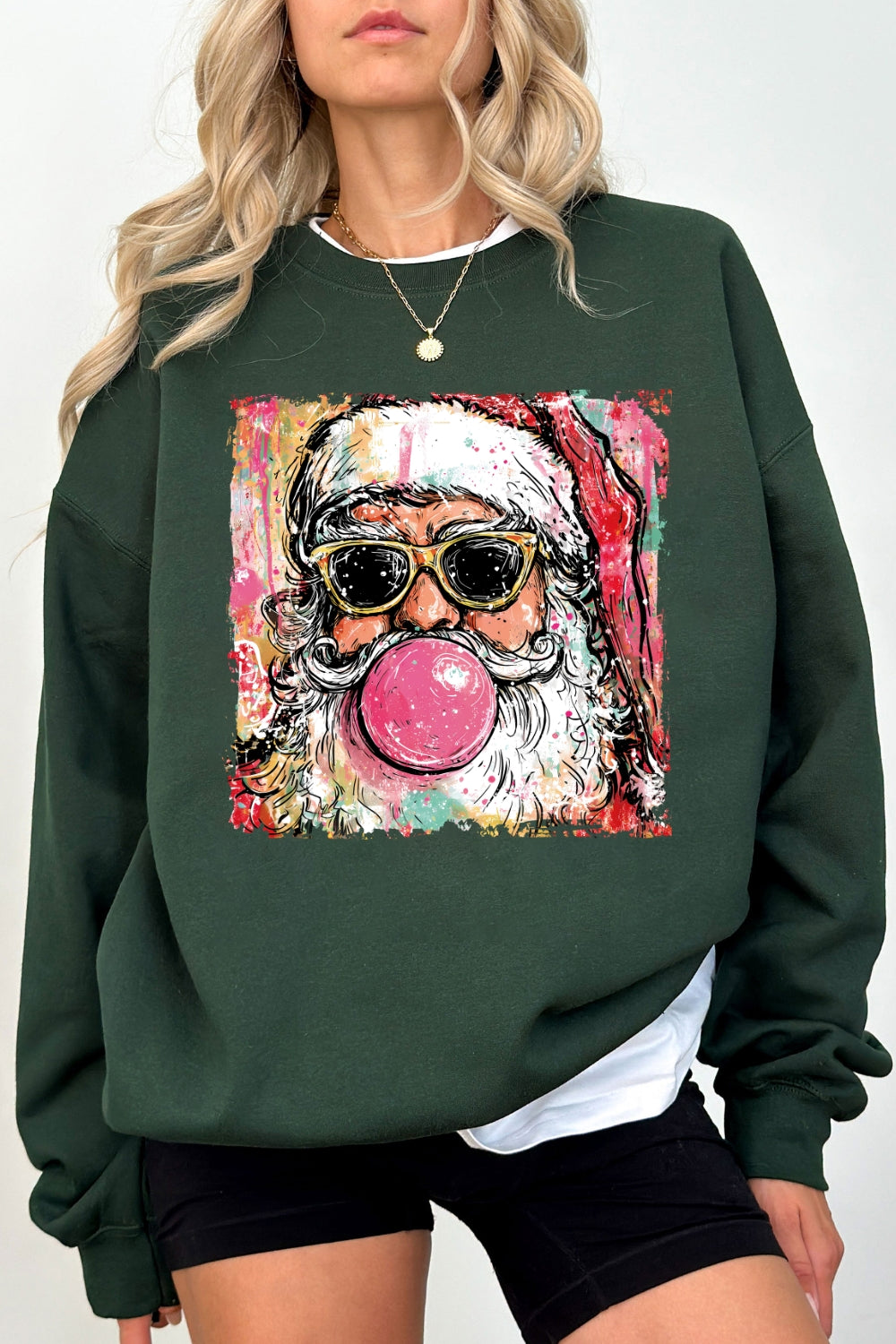Santa blowing bubble christmas painting sweatshirt
