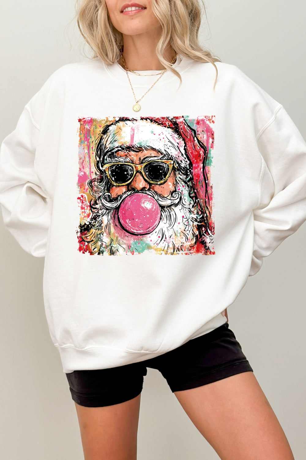 Santa blowing bubble christmas painting sweatshirt