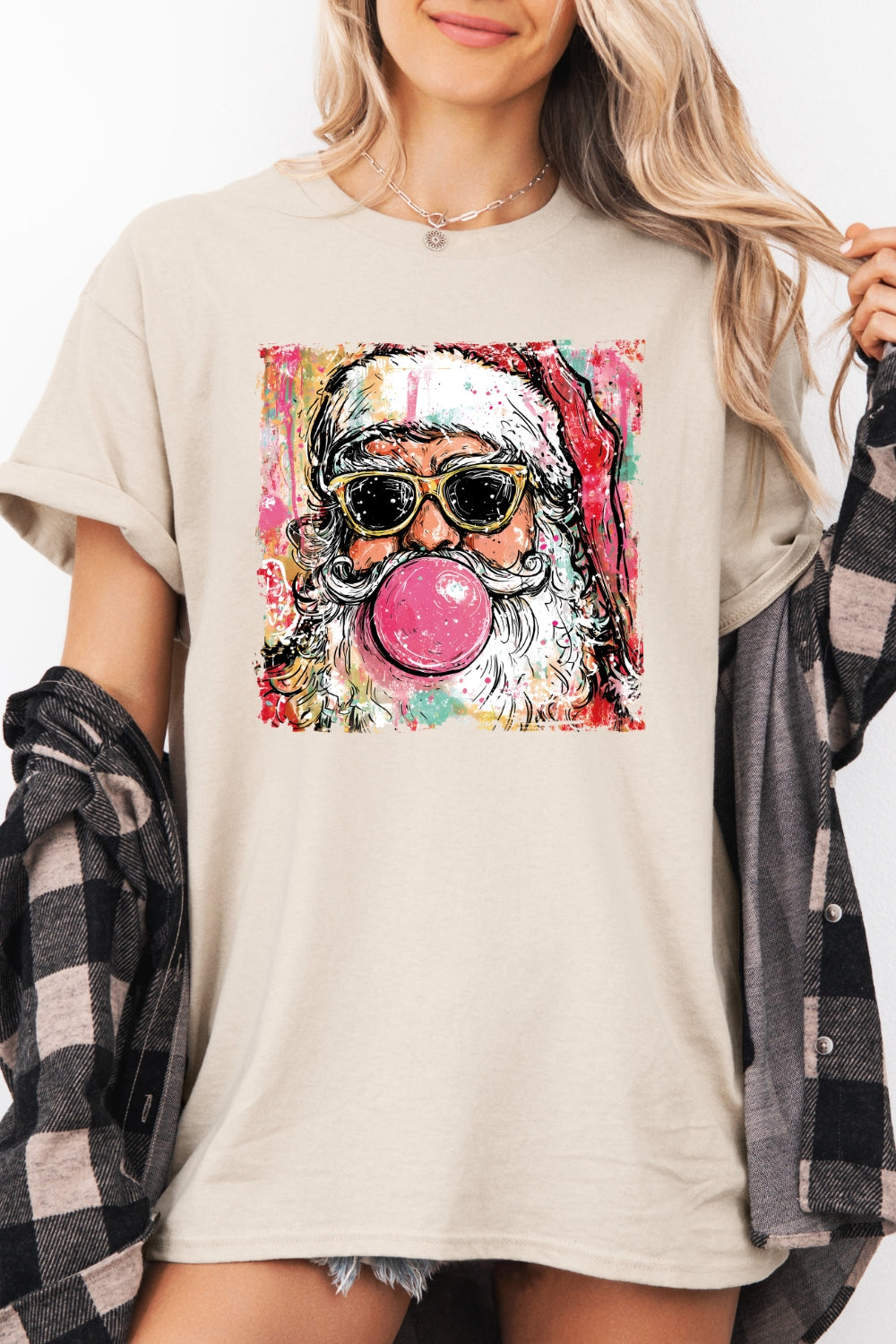 Santa blowing bubble christmas painting tee