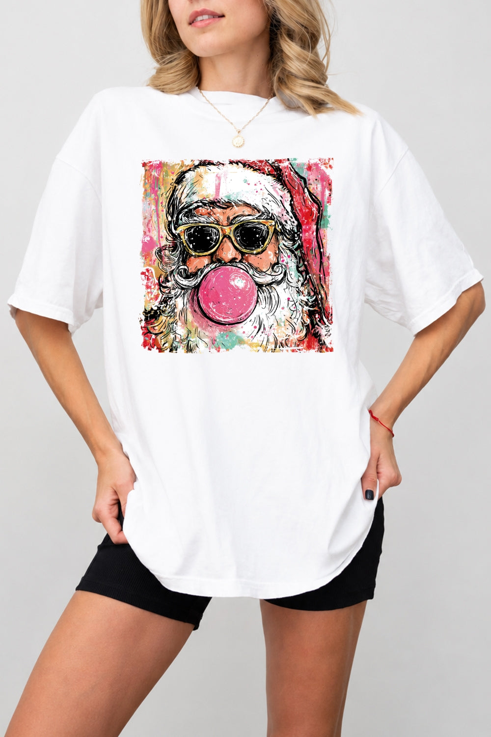 Santa blowing bubble christmas painting tee