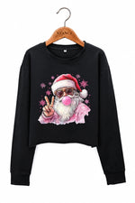 Santa blowing bubble snowflake crop sweatshirt