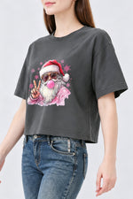Santa blowing bubble snowflake crop top