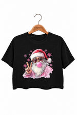Santa blowing bubble snowflake crop top