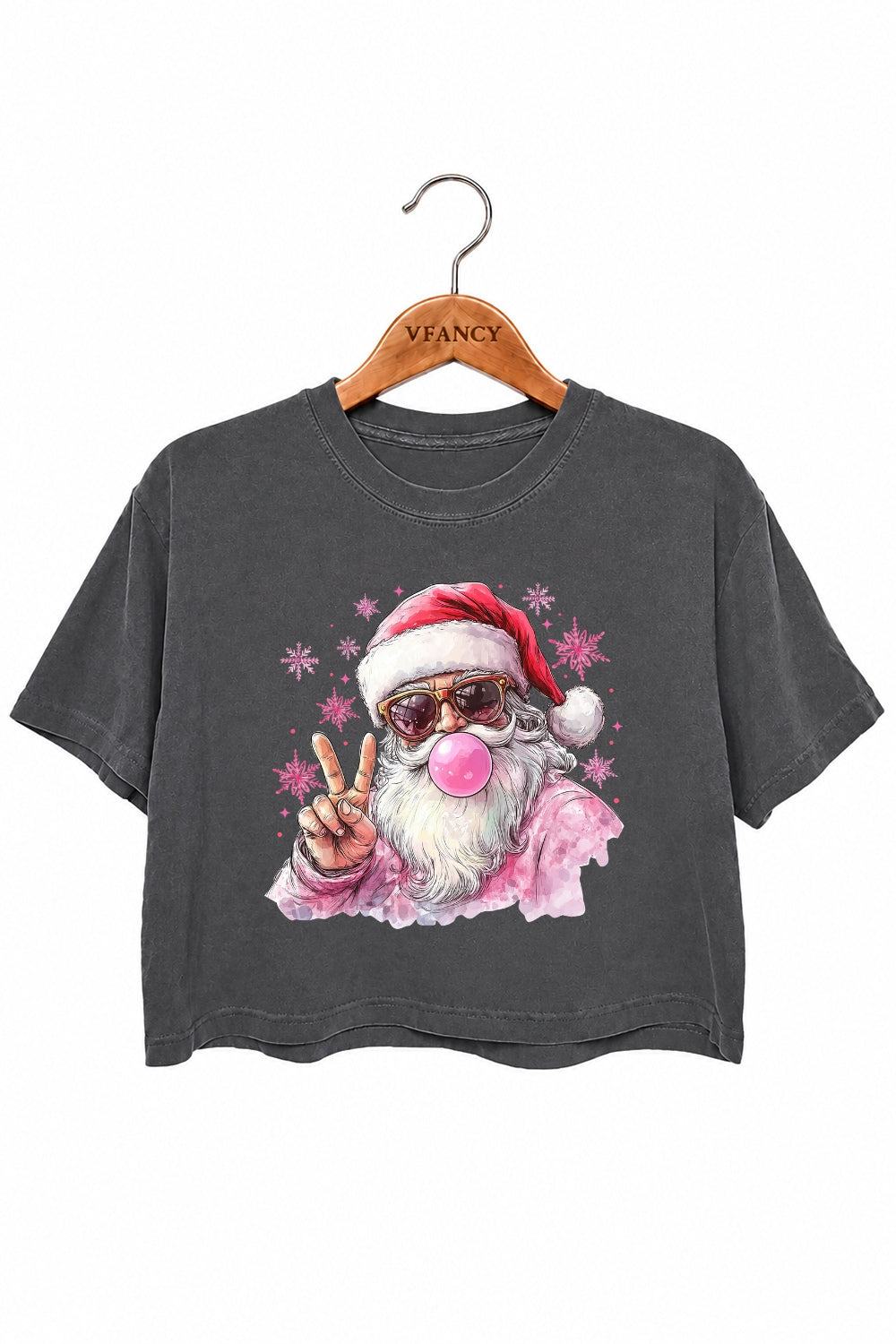 Santa blowing bubble snowflake crop top
