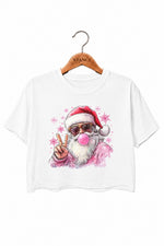 Santa blowing bubble snowflake crop top