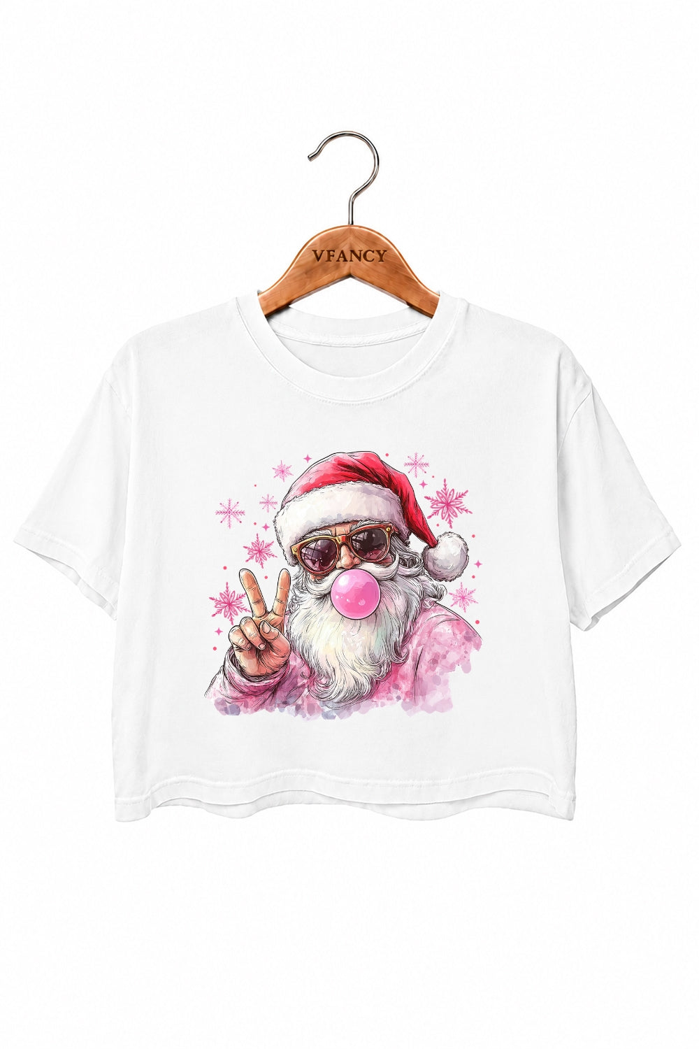 Santa blowing bubble snowflake crop top