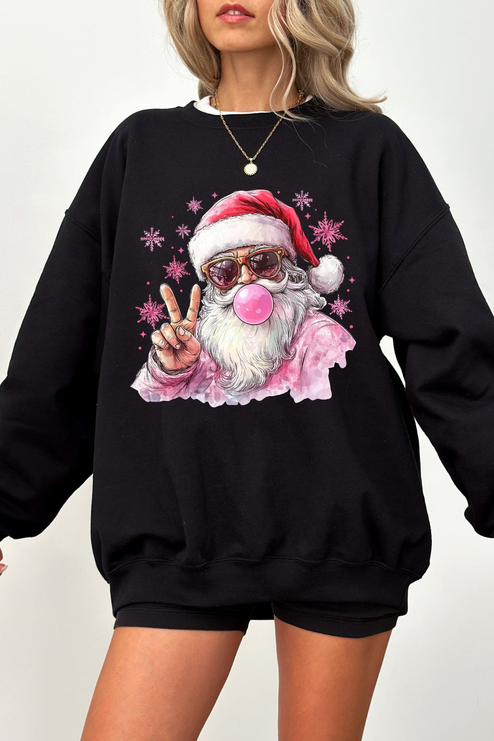 Santa blowing bubble snowflake sweatshirt
